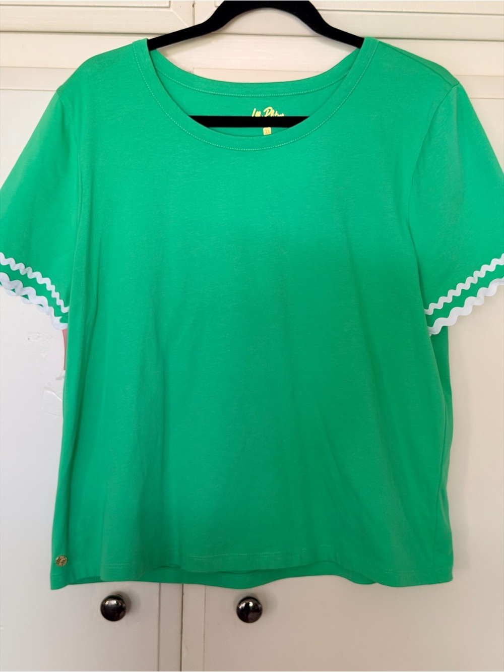 Lilly Pulitzer Kelly Green Short Sleeve Tee with White Rickrack Trim